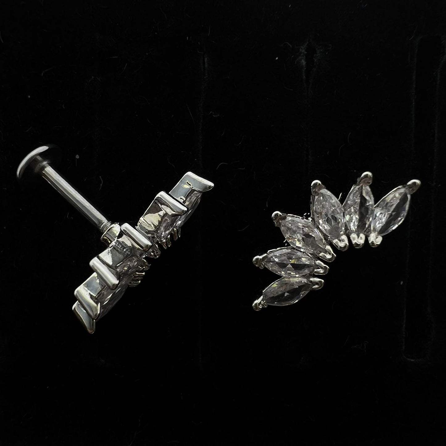 Stainless Steel 6 Stones Crown Helix / Conch Ear Piercing (Model 1)