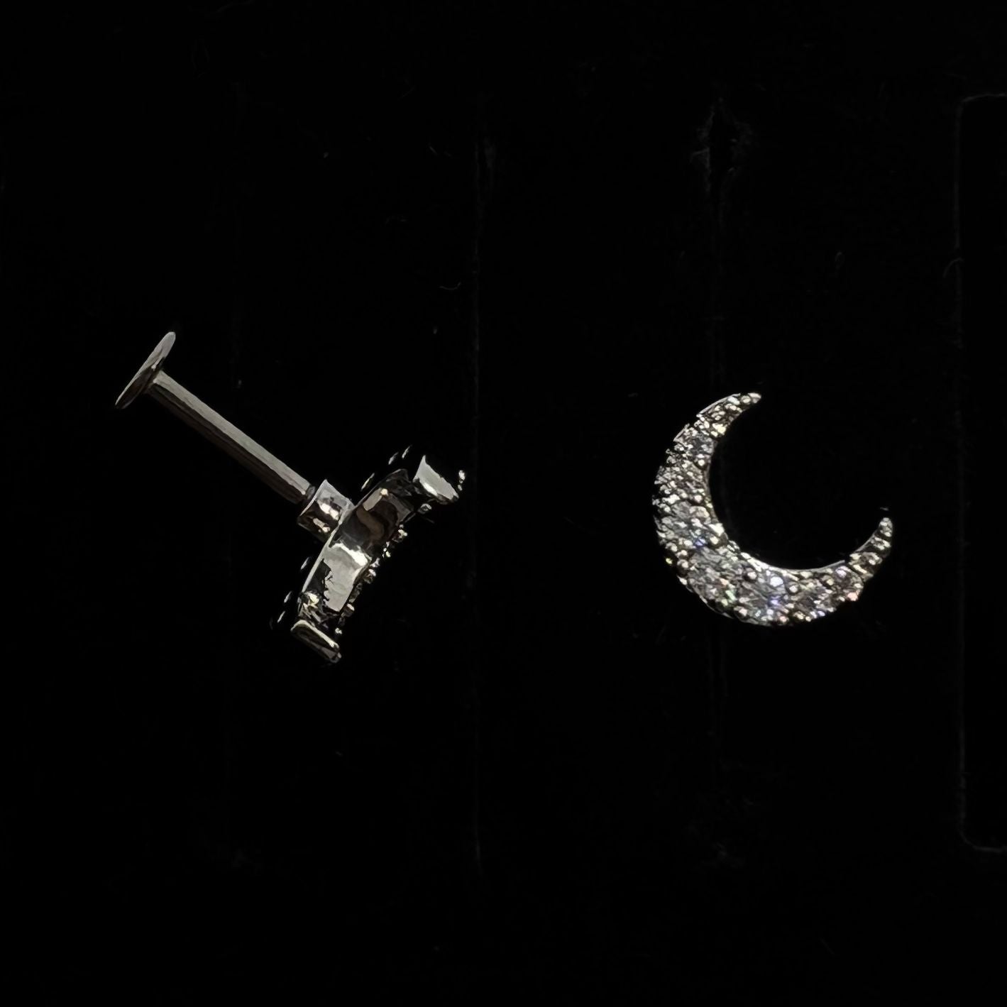 Stainless Steel Strass Crescent Moon Ear Piercing