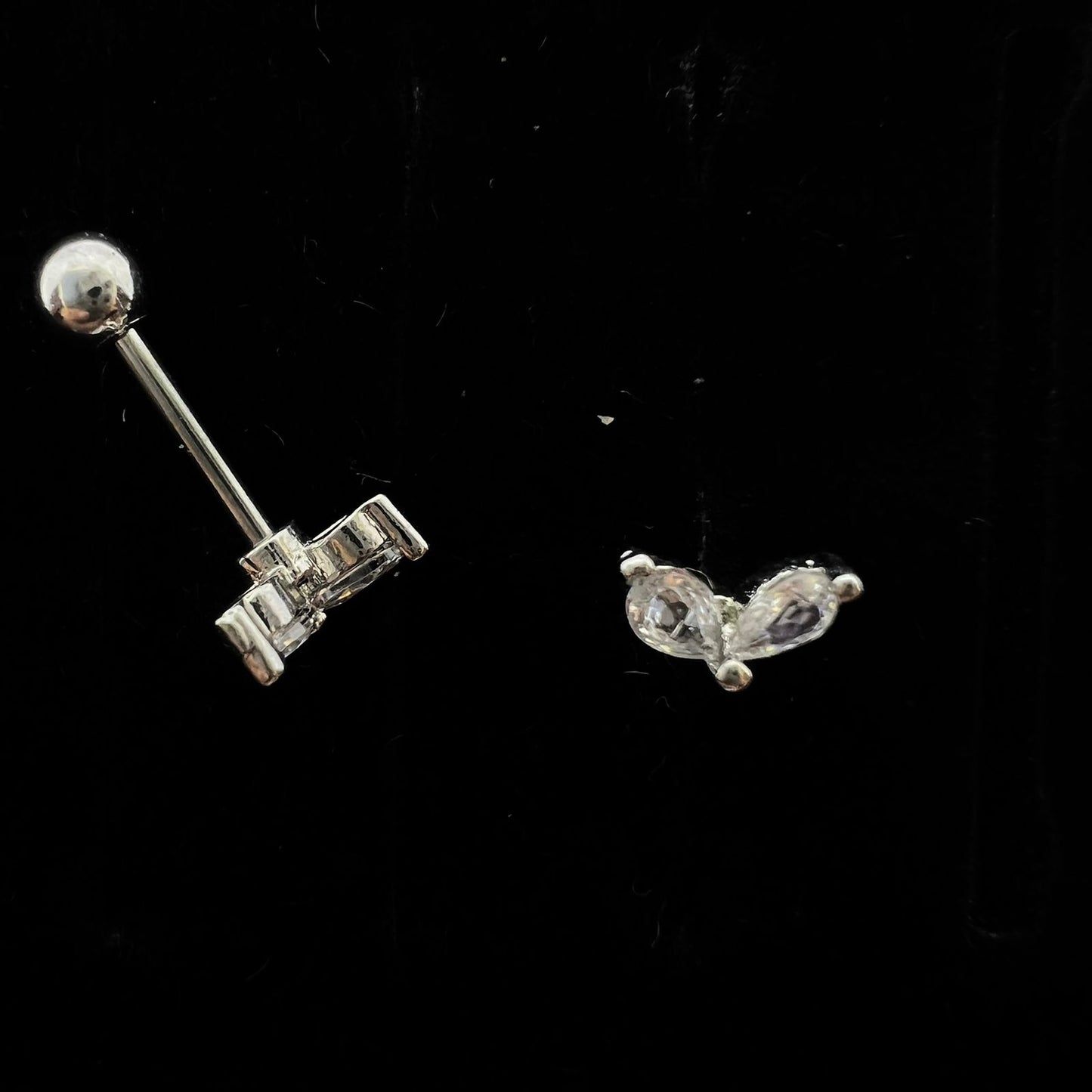 Stainless Steel Wings 2 Stones Ear Piercing