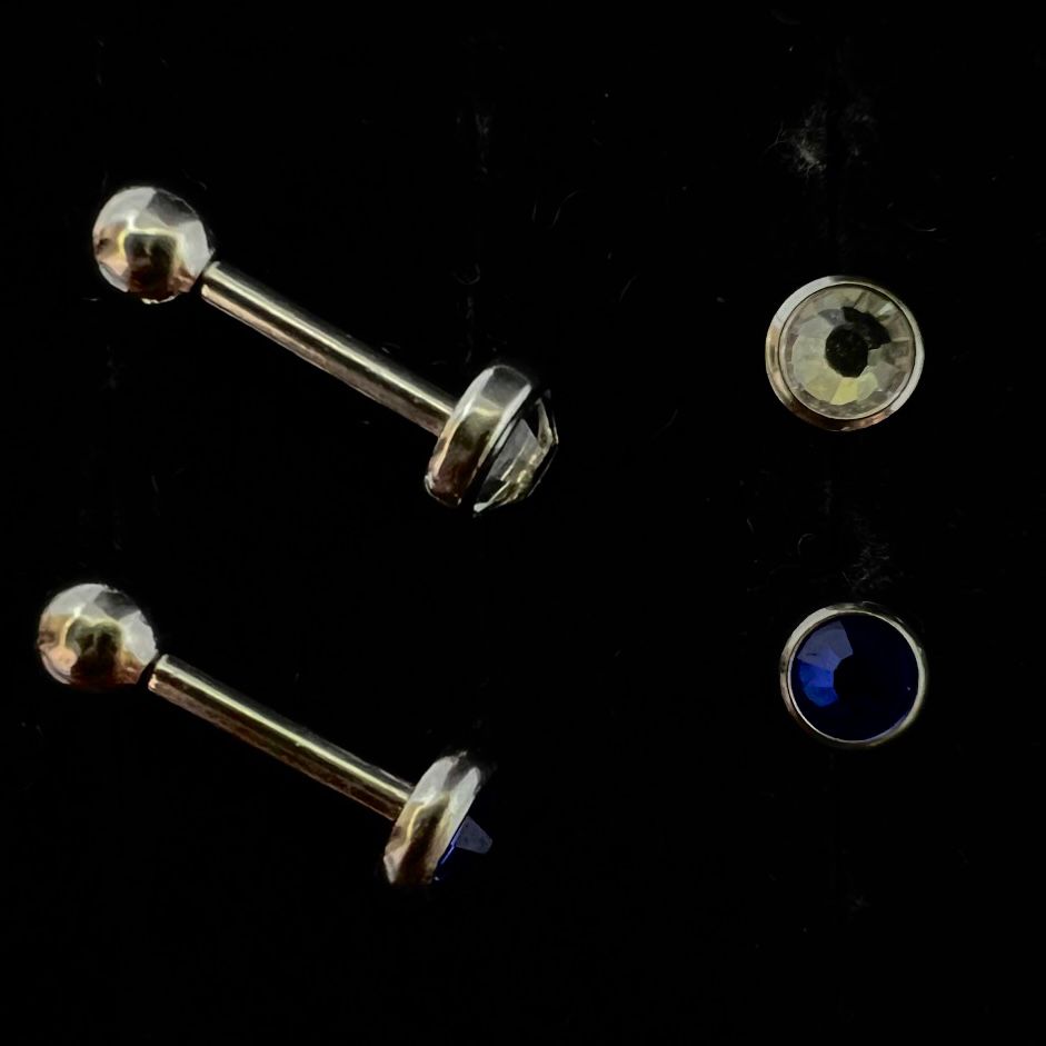 Colored Studs Ball Back Ear Piercing