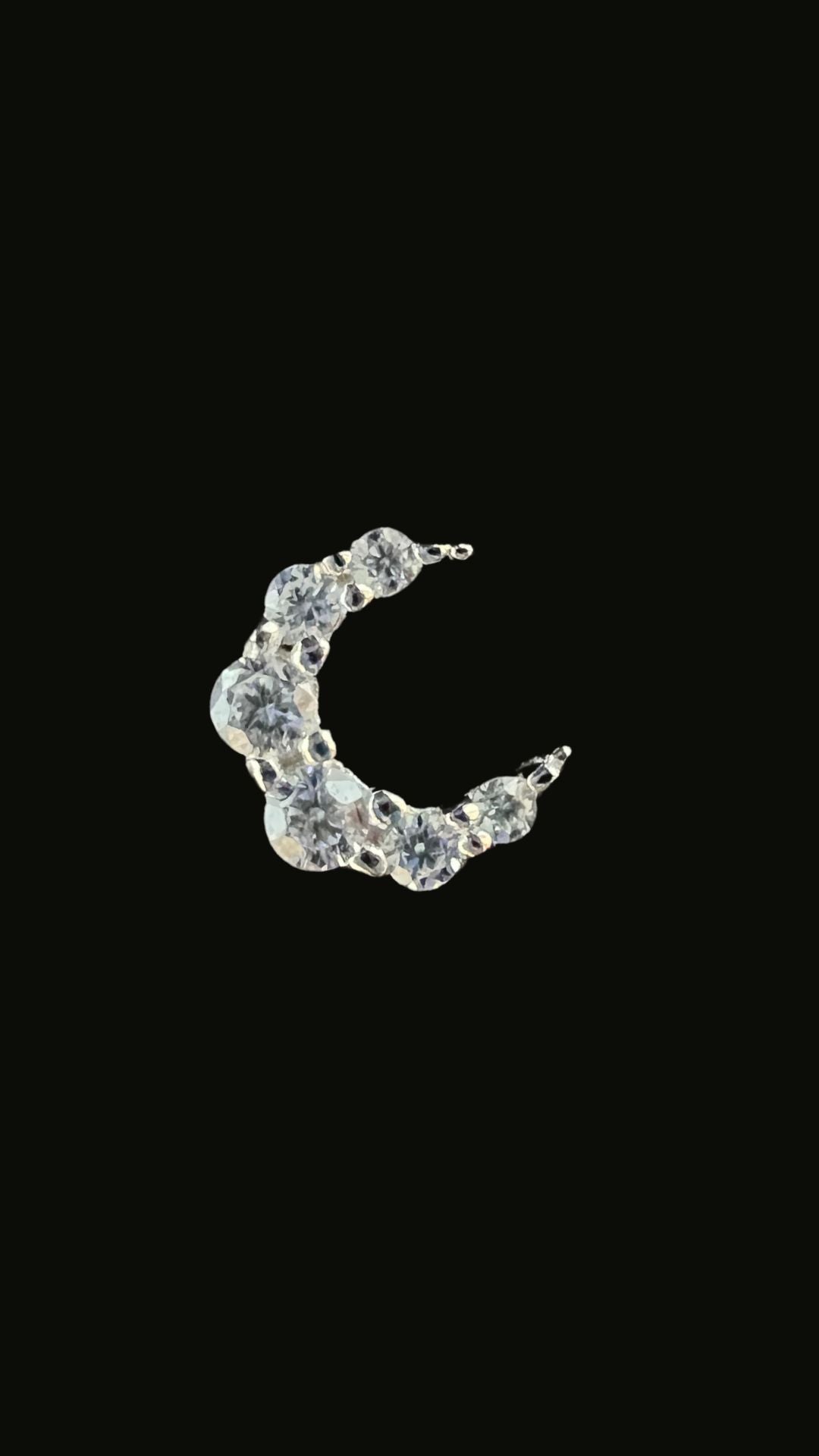 Silver 925 Moon Zircon Stud Ear Piercing (Model 2)