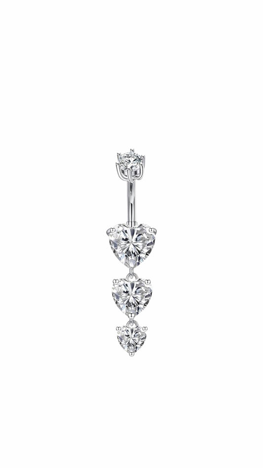 Silver 925 Triple Heart Belly Ring