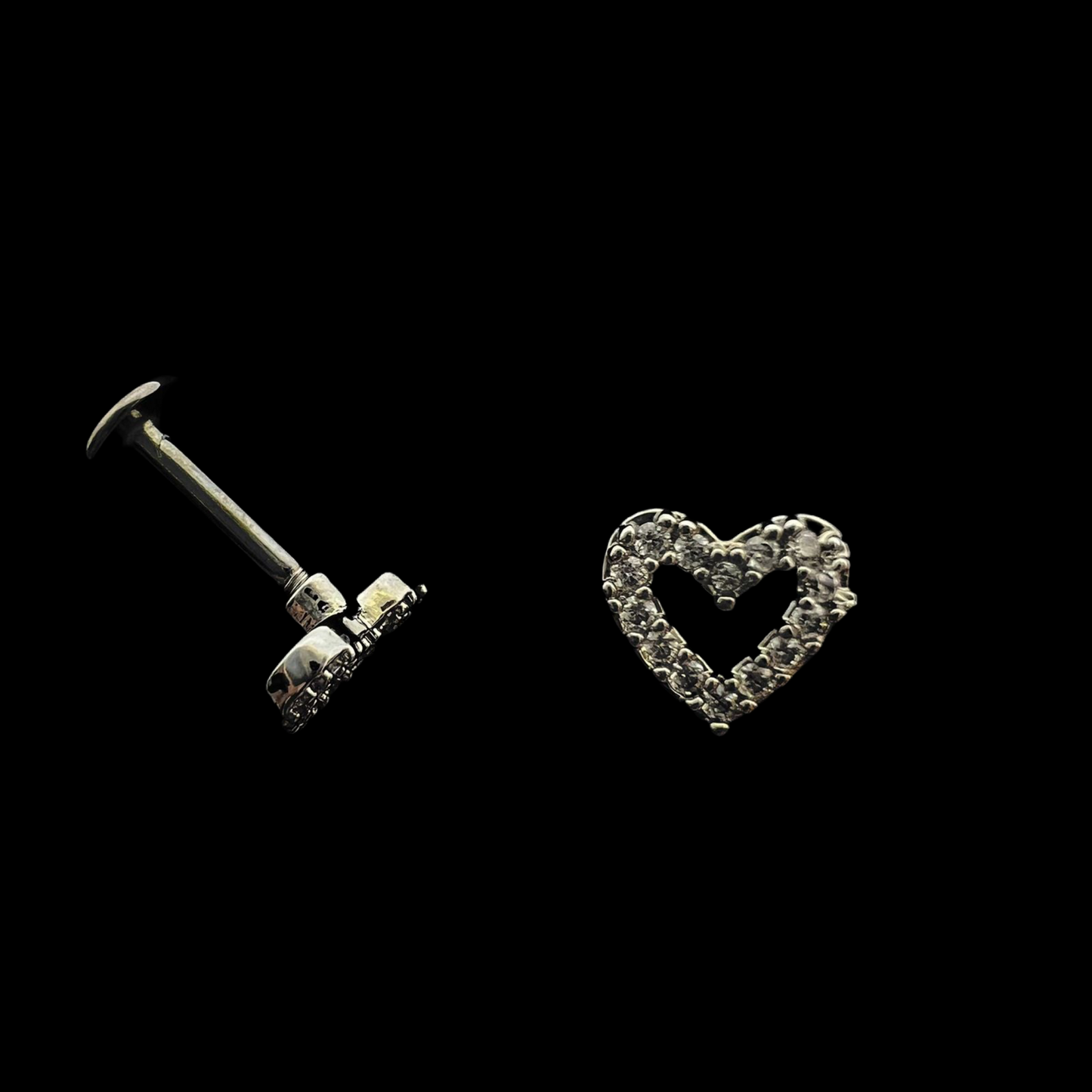 Stainless Steel Heart Shape Strass Ear Piercing