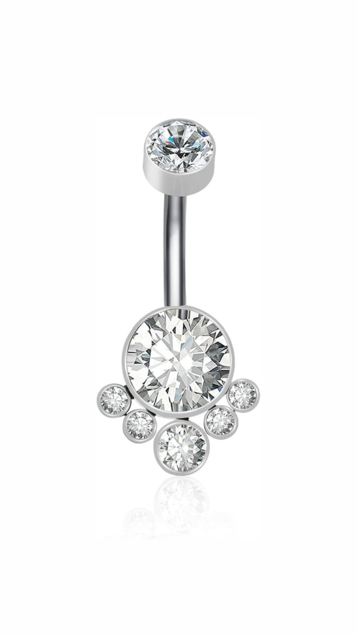 Titanium Rhinestone Stones Belly Ring