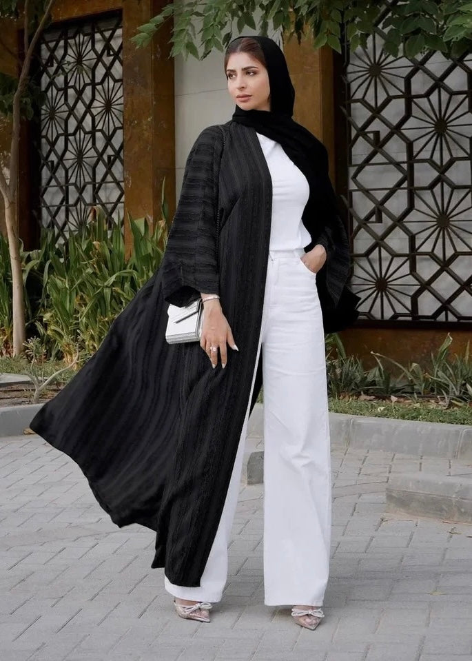 SULTANA Woven Open Abaya