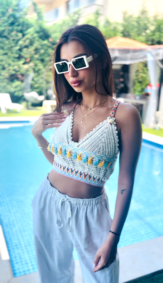 Knit White Crop Top