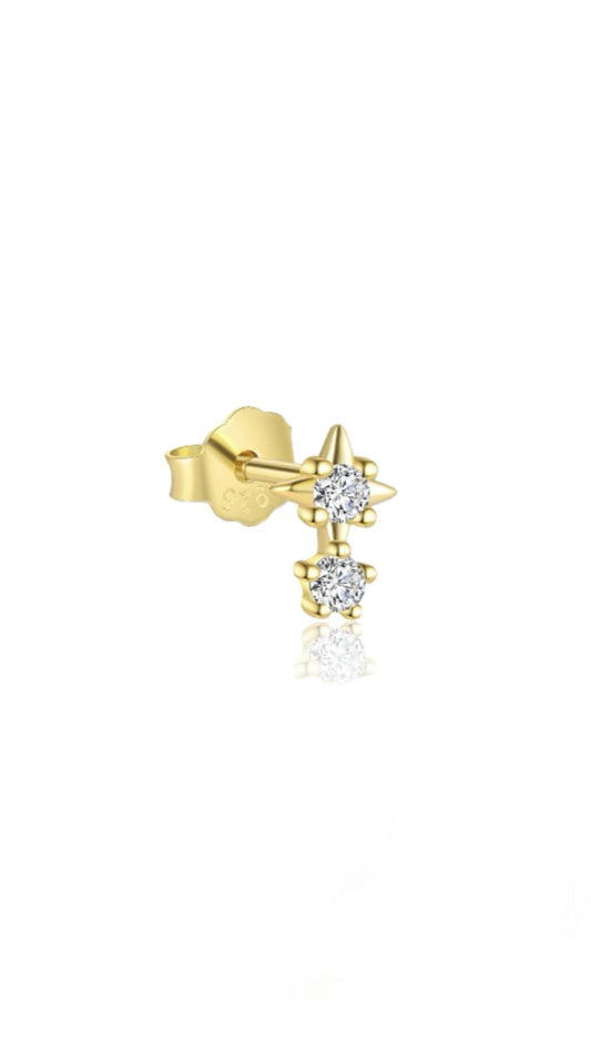 Single S925 Octagonal Star Stud Ear Piercing