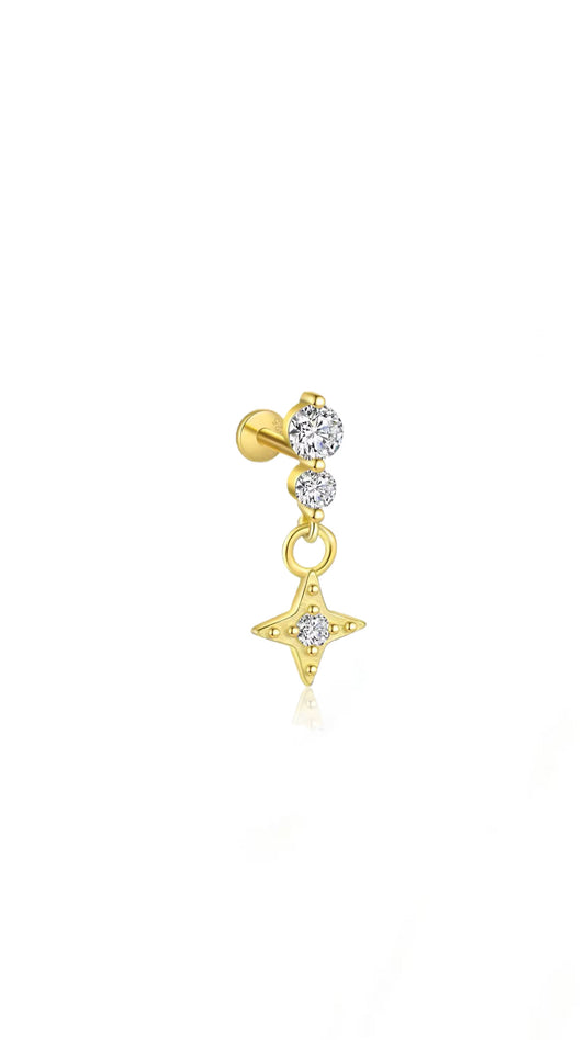 Single S925 Double Stud Stellar Ear Piercing