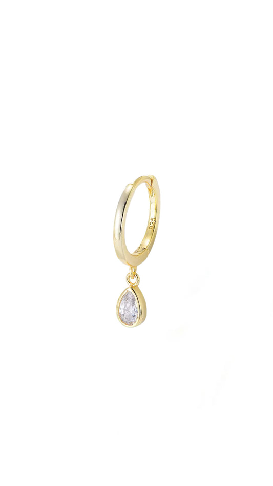 Single S925 Waterdrop Hoop Ear Piercing