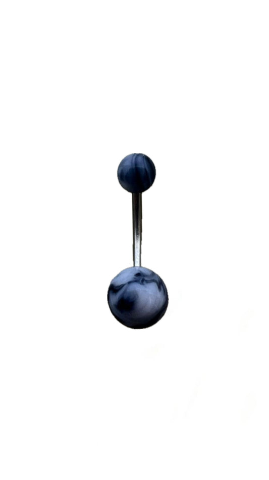 Black Marble Belly Ring (Model 1)