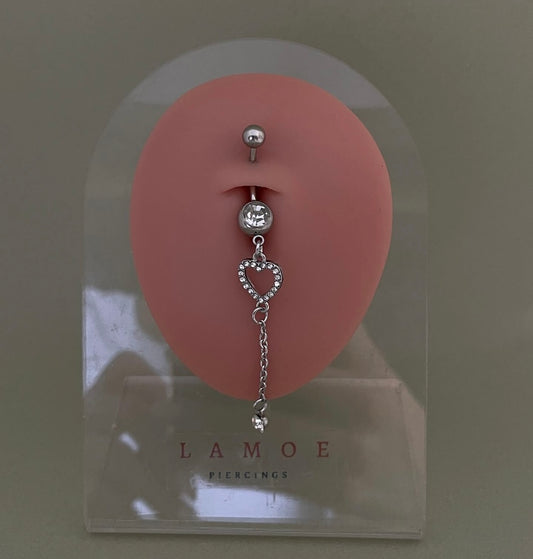 Rhinestone Heart Belly Ring