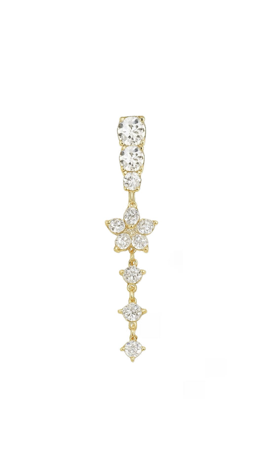 Triple Stones Flower Belly Ring