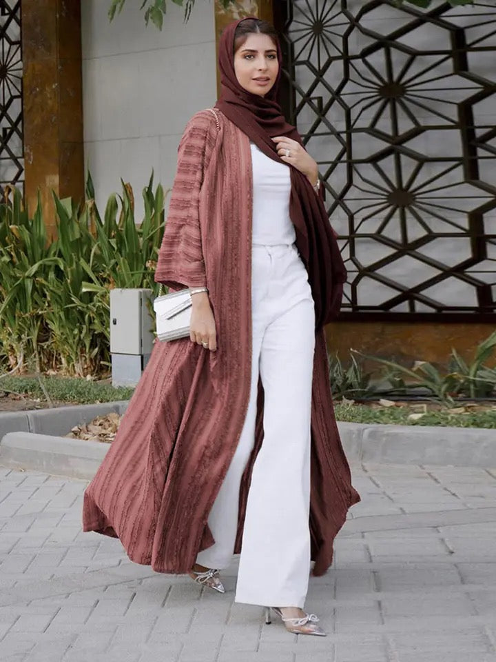 SULTANA Woven Open Abaya