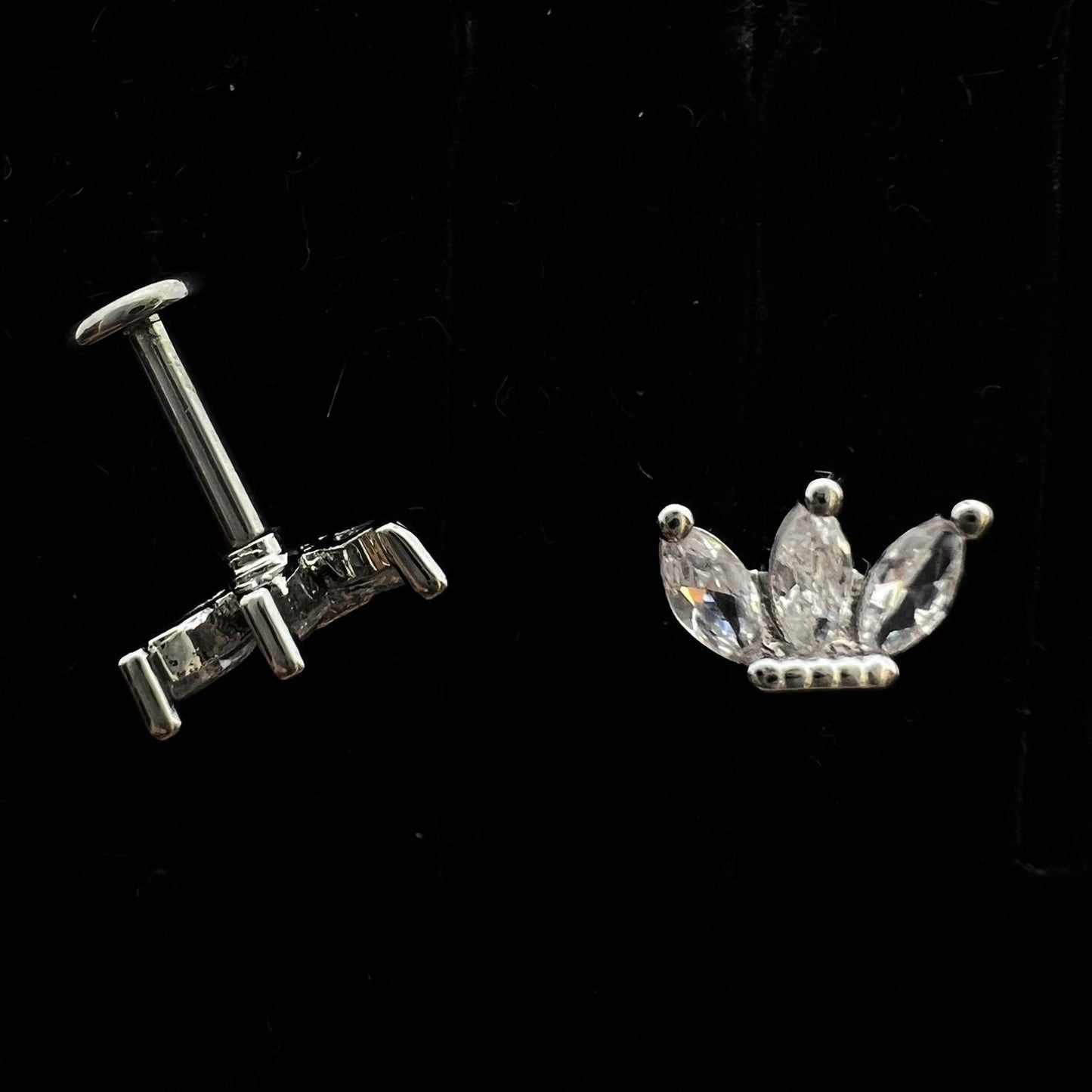 Stainless Steel Crown 3 Stones Ear Piercing (Model 1)