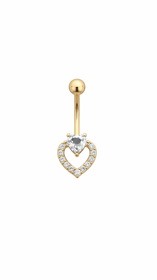 Zircon Double Heart Belly Piercing