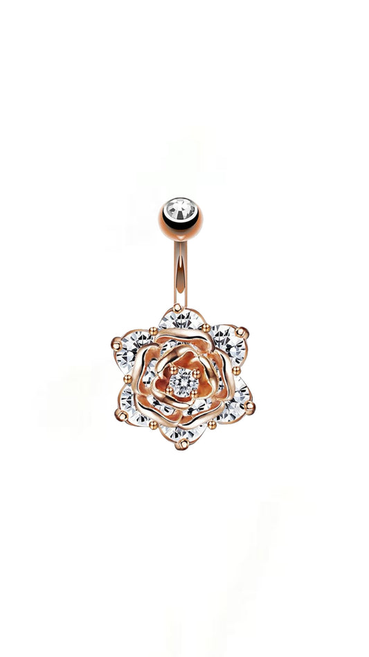 Rhinestone Flower Decor Navel Belly Ring