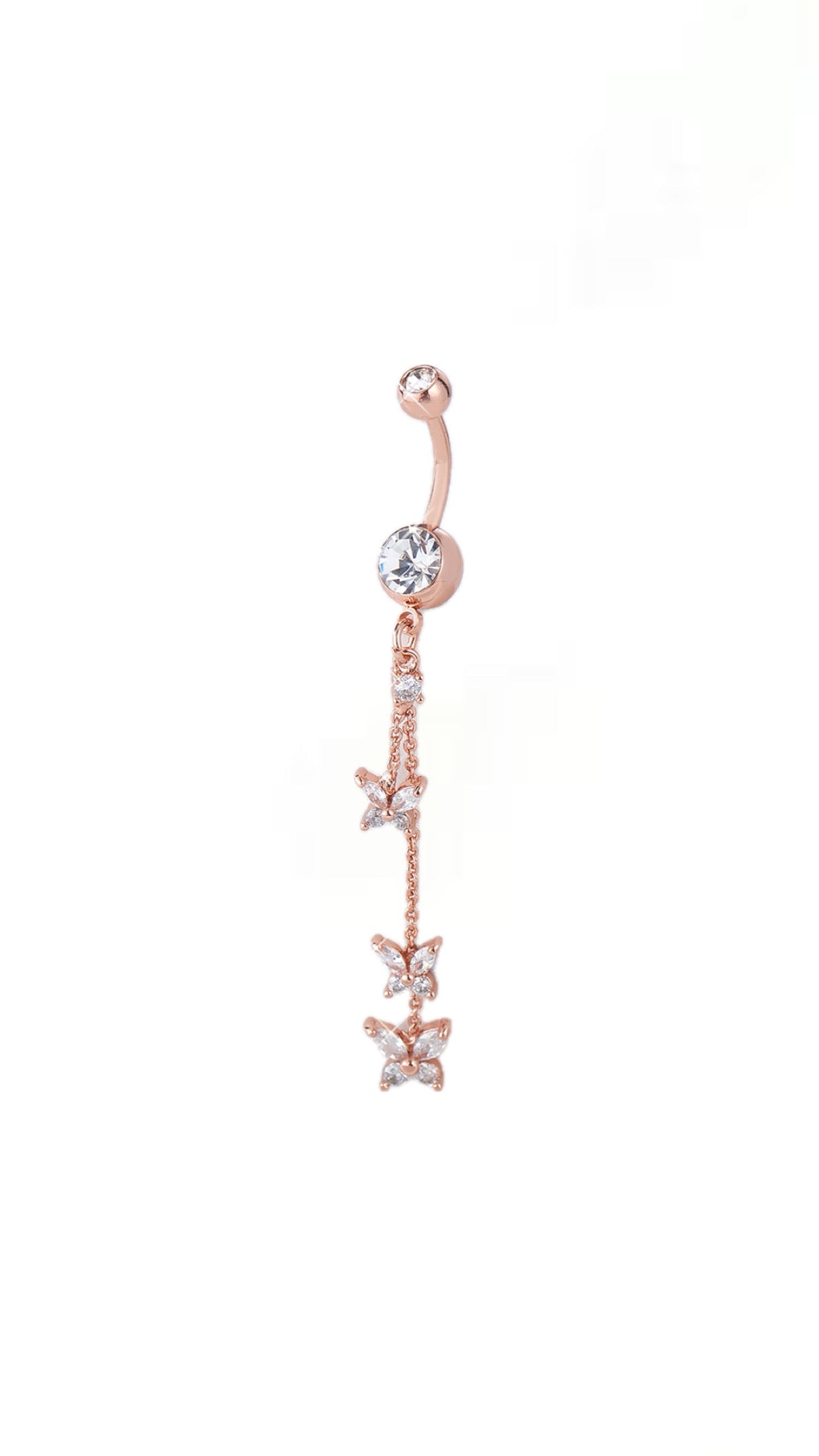 Rhinestone Long Butterfly Belly Piercing