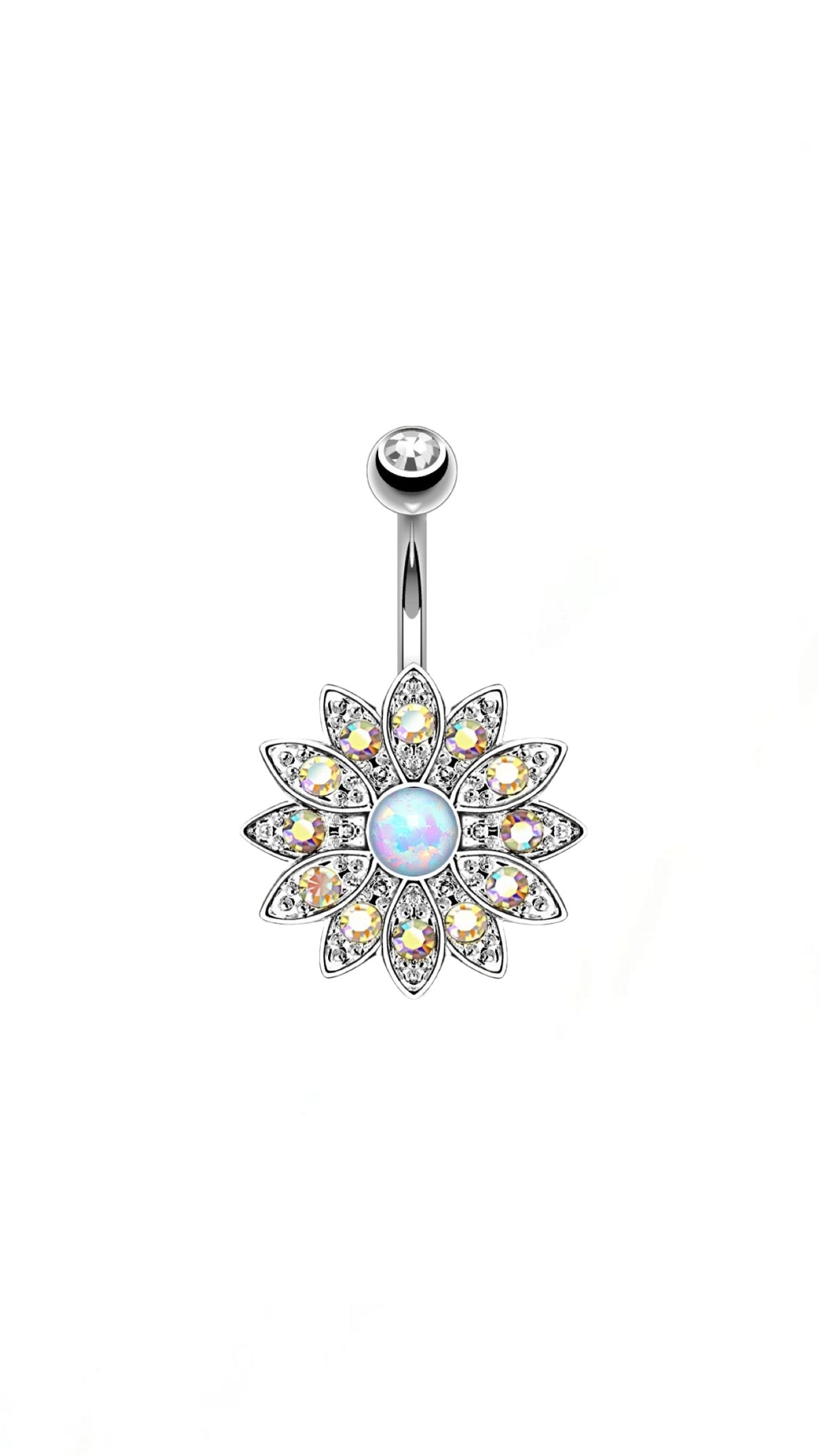 Rhinestone Flower Belly Piercing