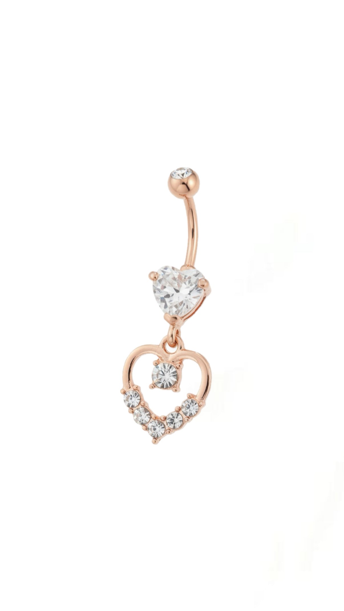 Zircon Heart Charm Navel Belly Ring