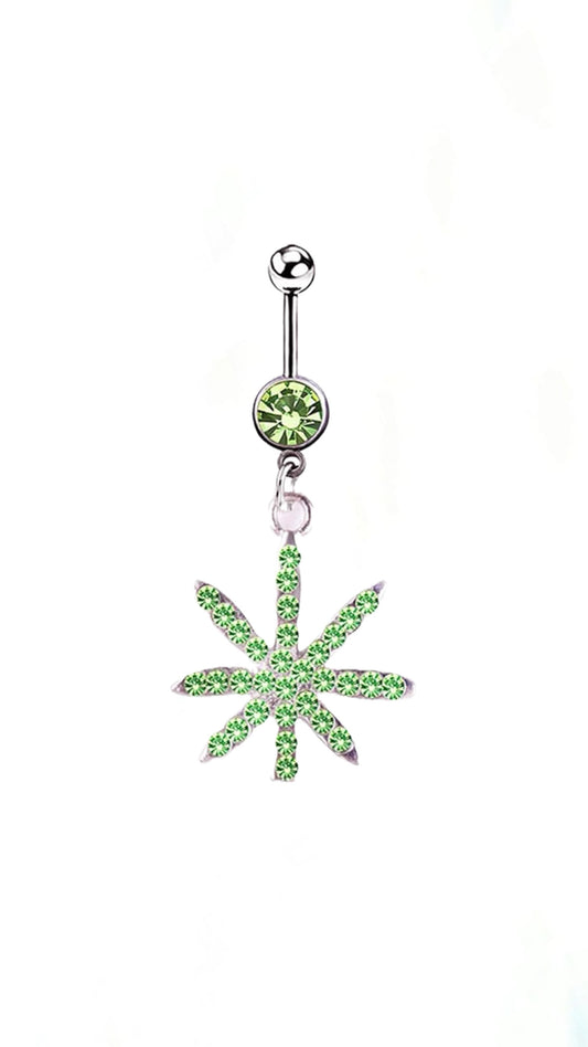 Rhinestone Leaf Belly Ring