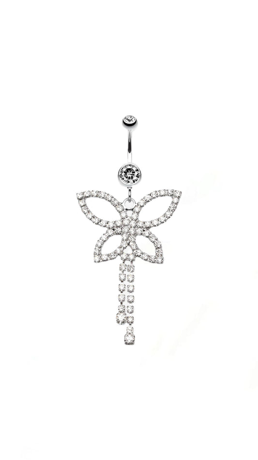 Rhinestone Butterfly Charm Navel Belly Ring