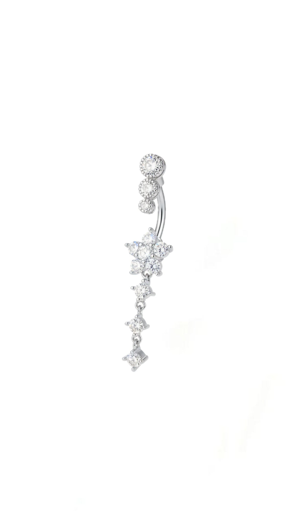 Rhinestone Flower Decor Navel Belly Ring