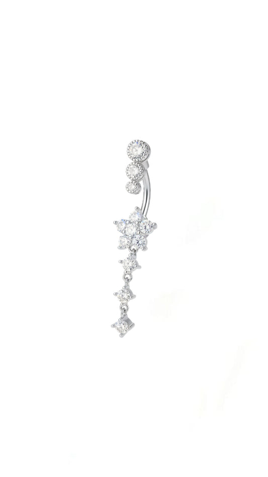 Rhinestone Flower Decor Navel Belly Ring