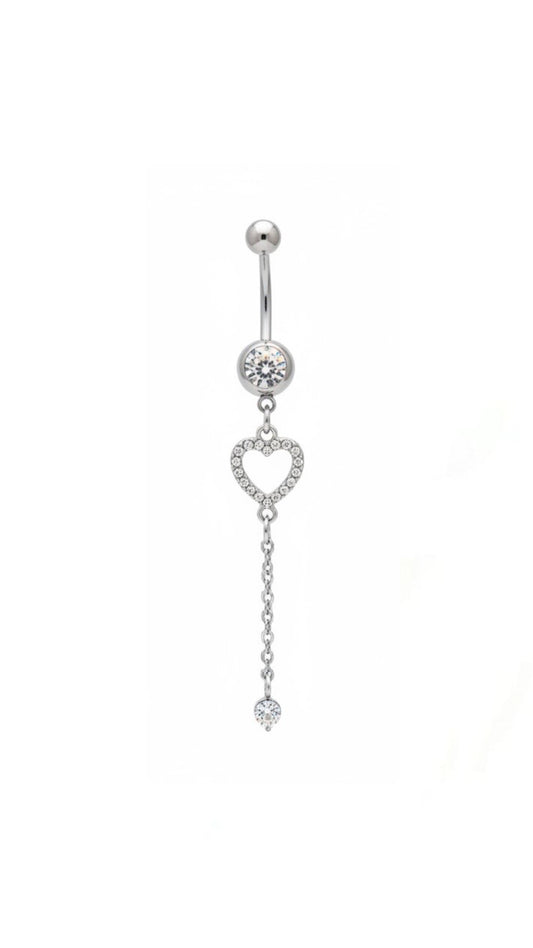 Rhinestone Heart Belly Ring