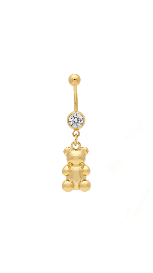 Rhinestone & Bear Decor Navel Belly Ring