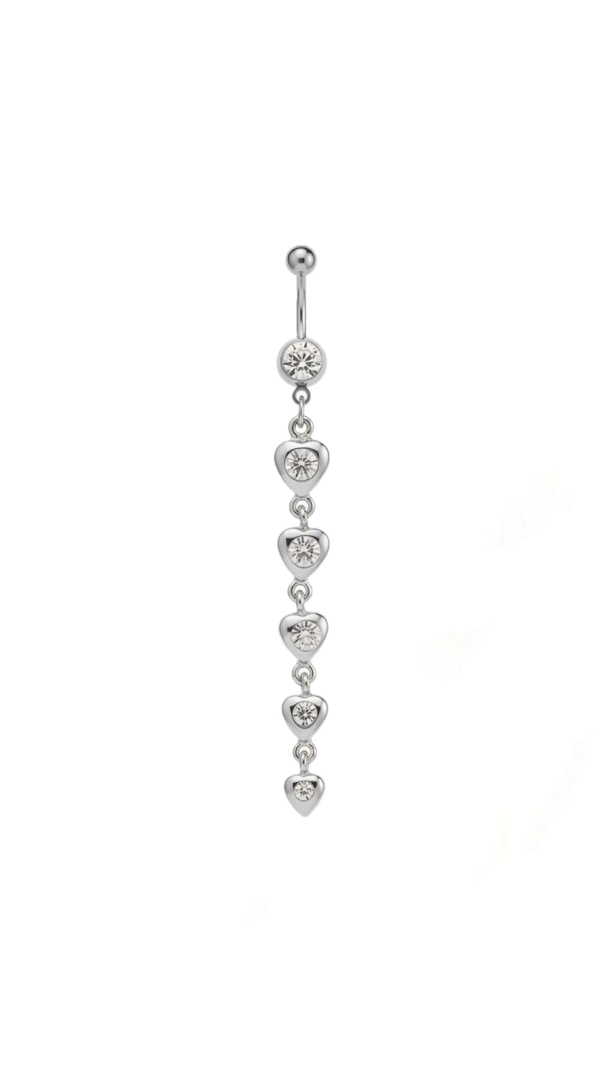 Hearts Rhinestone Decor Belly Ring