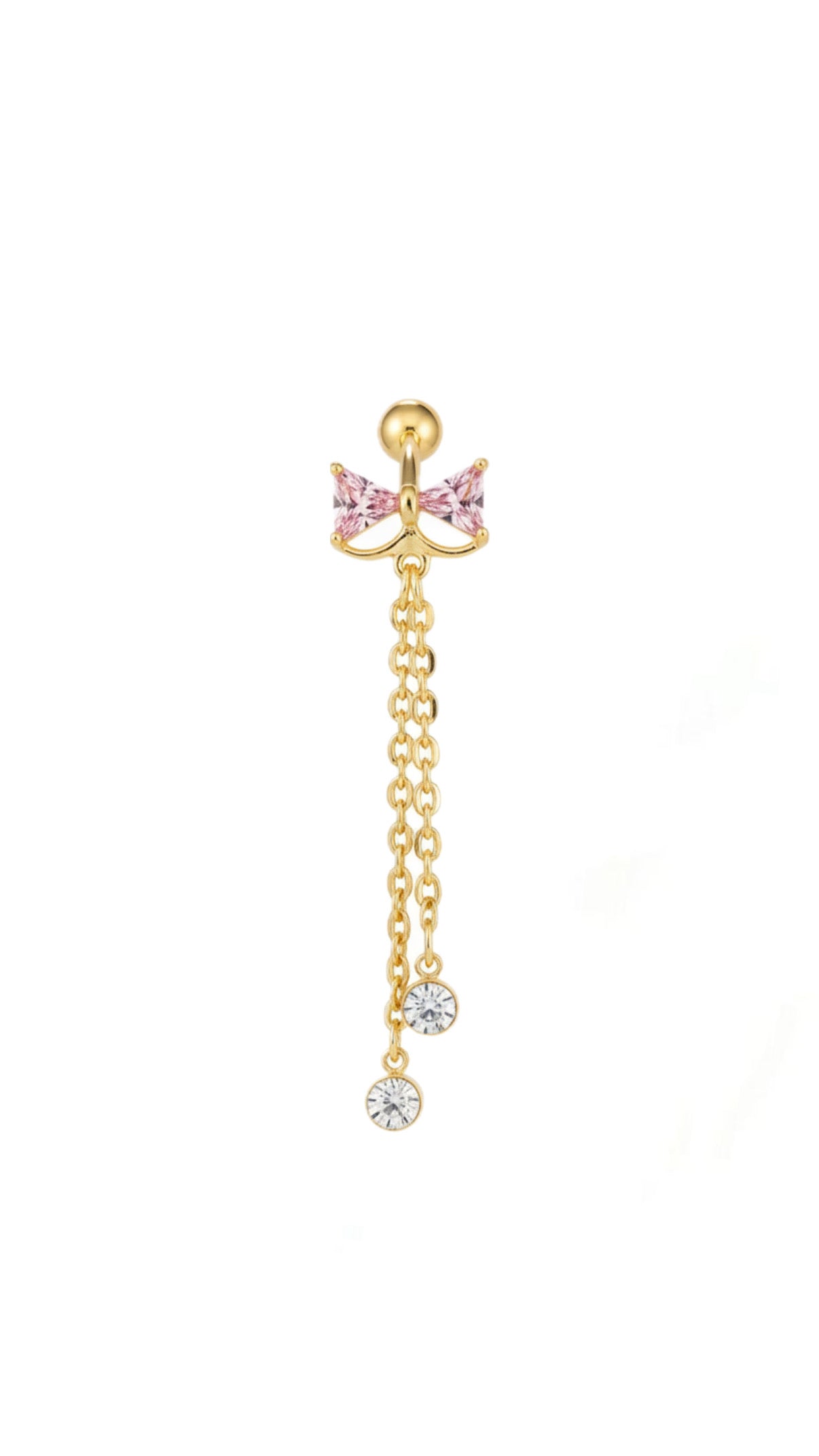 Reverse Zircon Bow Chain Decor Navel Belly Piercing