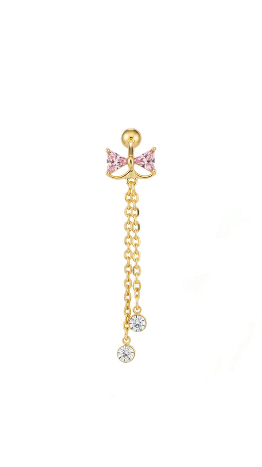 Reverse Zircon Bow Chain Decor Navel Belly Piercing