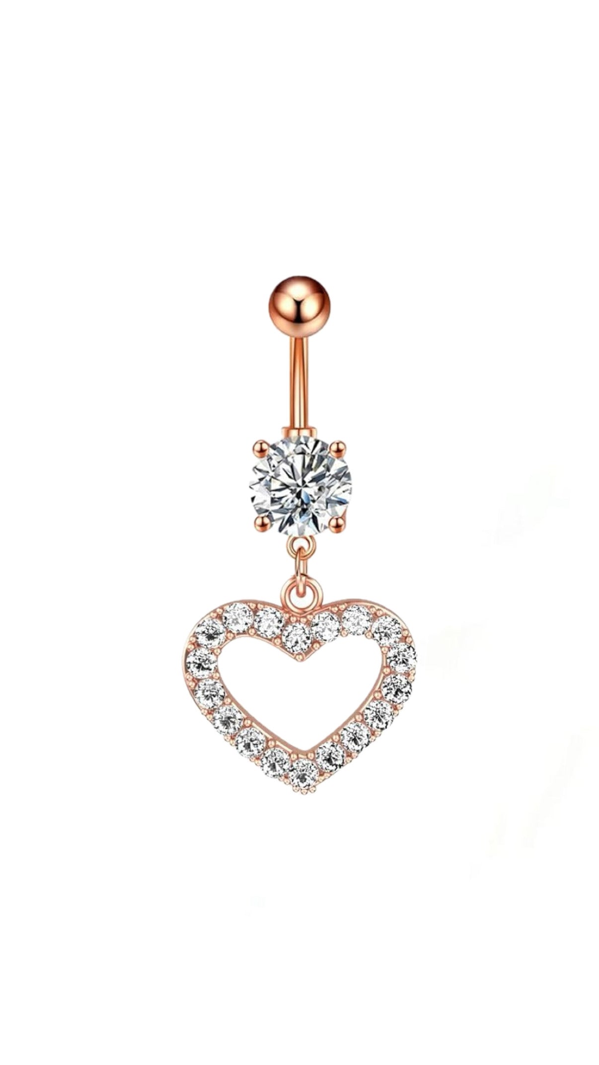 Zircon Heart Charm Navel Belly Ring
