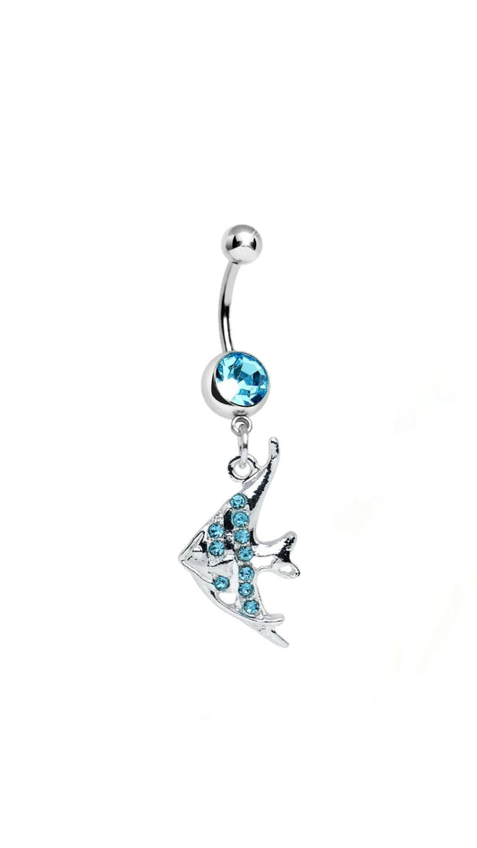 Rhinestone Fish Charm Navel Belly Ring