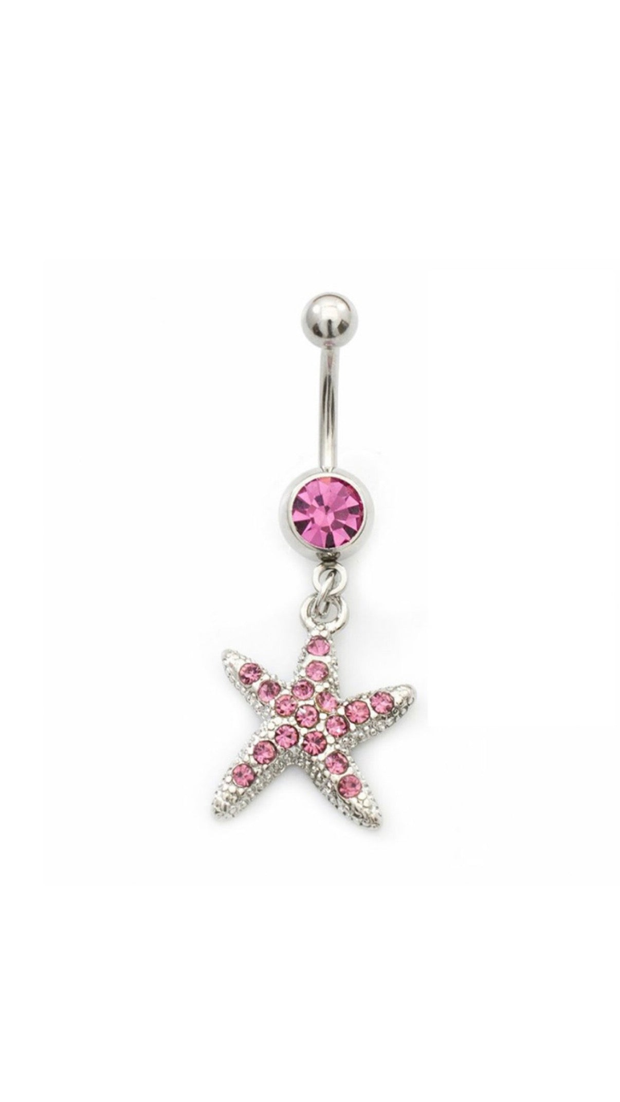 Rhinestone Starfish  Charm Navel Belly Ring
