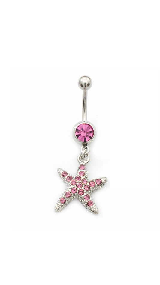 Rhinestone Starfish  Charm Navel Belly Ring