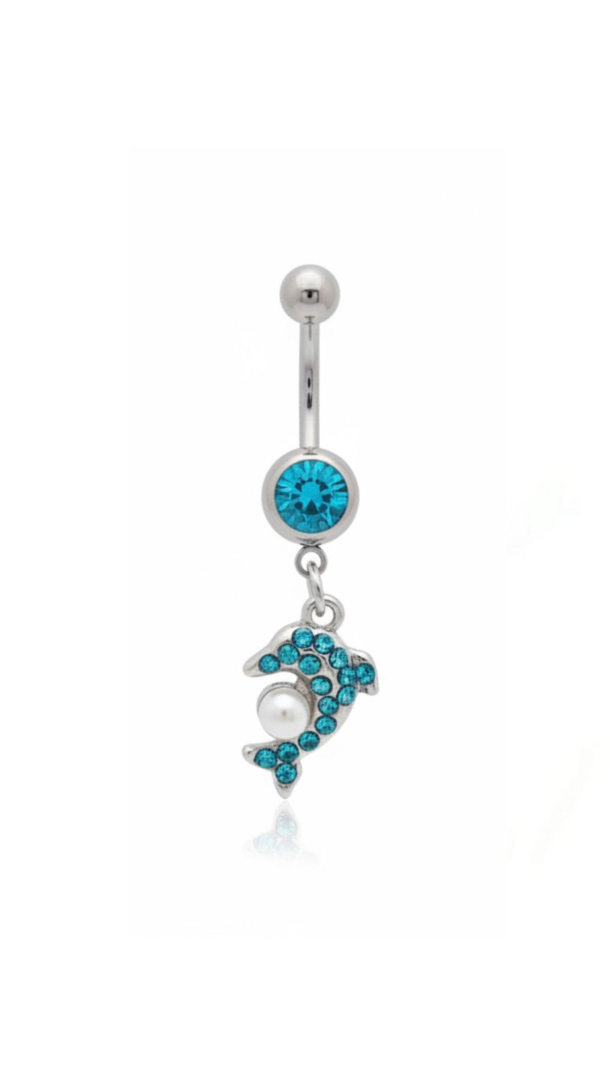 Rhinestone Dolphin Charm Navel Belly Ring
