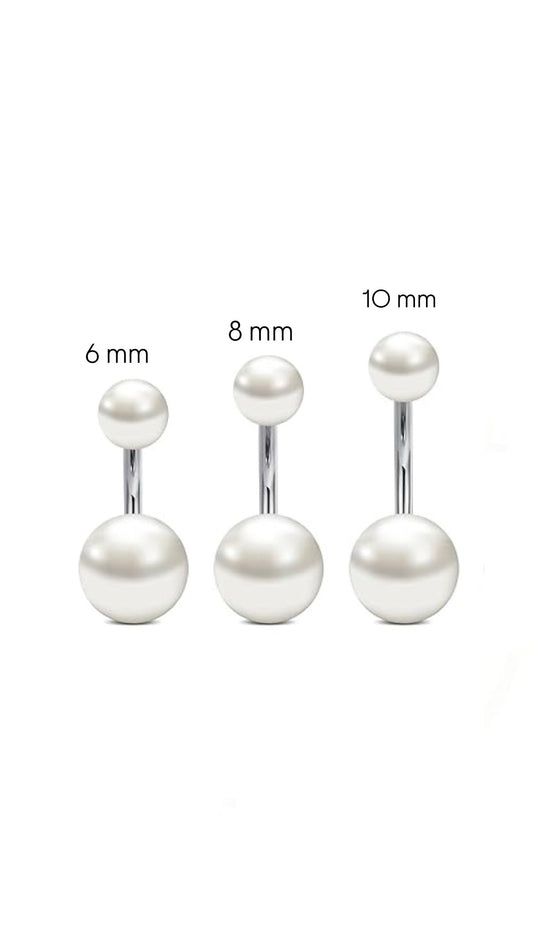 Silver Faux Pearl Belly Ring