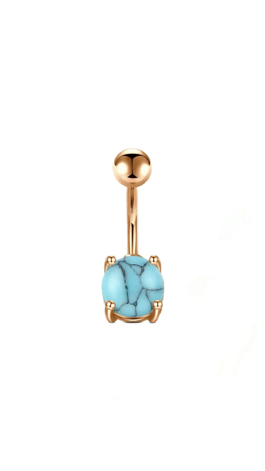 Turquoise Marble Detail Belly Ring