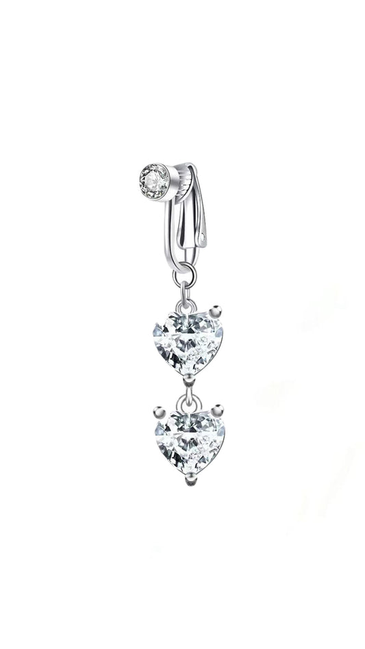 Double Heart Charm Navel Fake Belly Cuff