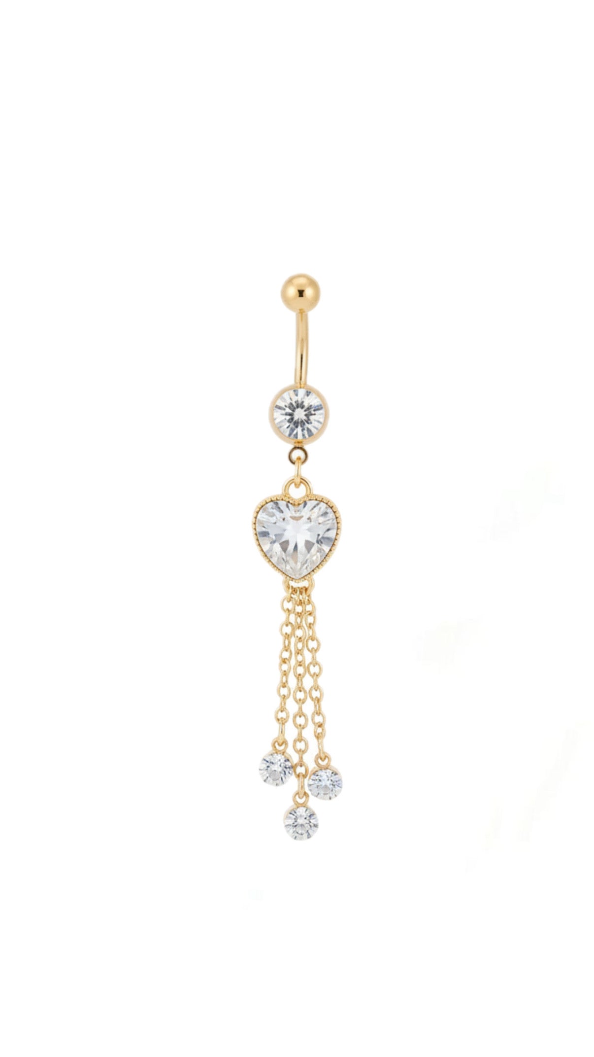 Heart Hanging 3 Stones Belly Ring