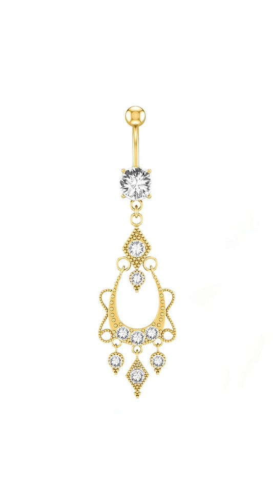 Rhinestone Drop  Decor Navel Belly Ring
