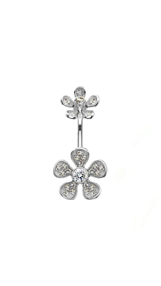 Double Flower Deco Belly Ring