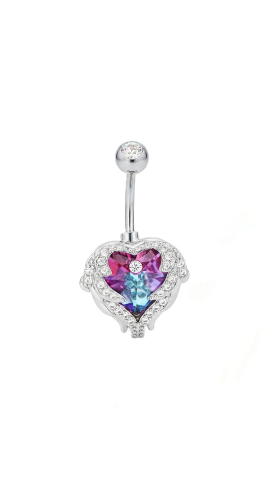 Cubic Zirconia Heart Navel Belly Ring