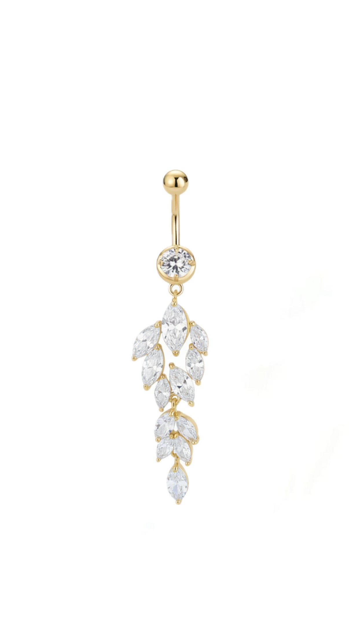 14G Dangling Cubic Zirconia Belly Piercing