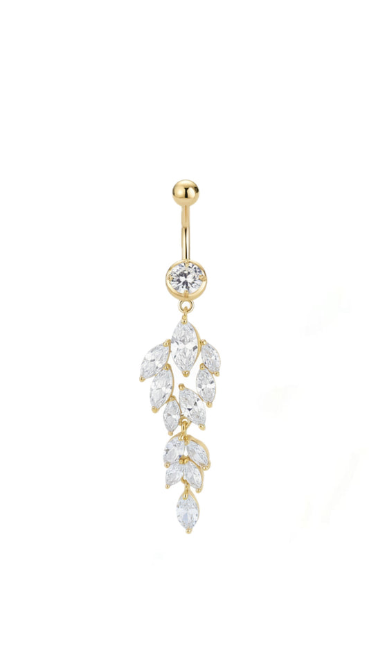 14G Dangling Cubic Zirconia Belly Piercing