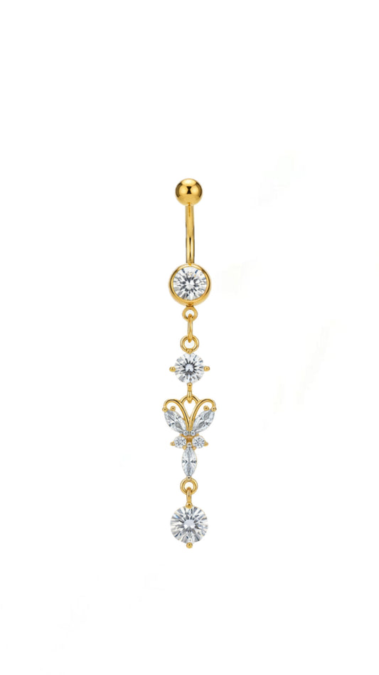Rhinestone Butterfly Decor Navel Belly Ring