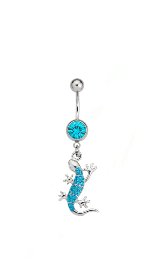 Rhinestone Gecko Decor Navel Belly Ring