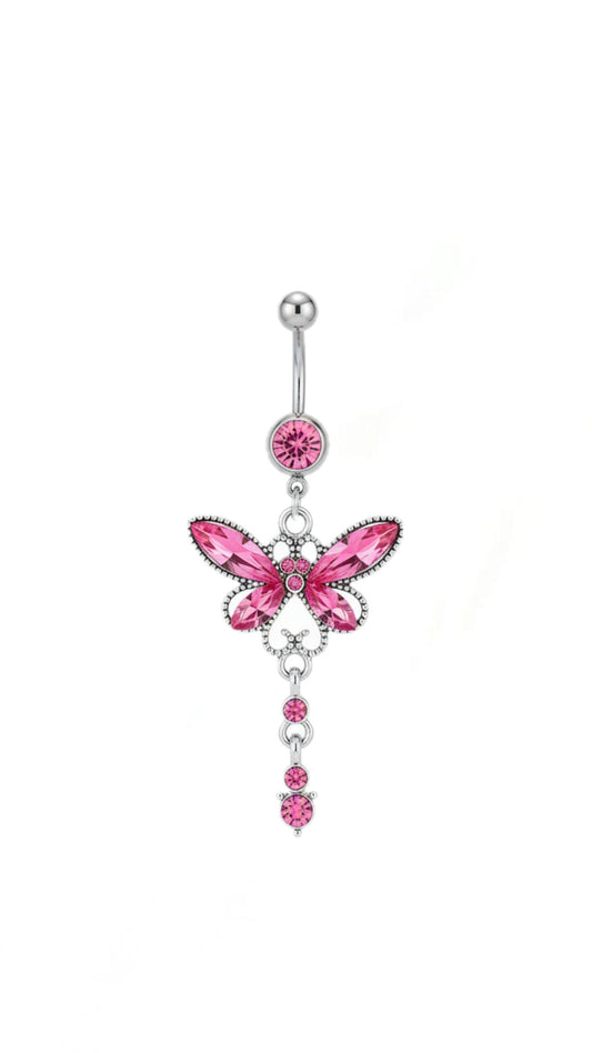 Rhinestone Butterfly  Decor  Navel Belly Ring