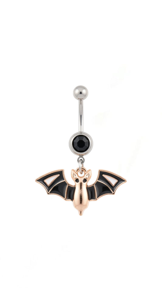 Rhinestone Decor Bat Charm Navel Belly Ring